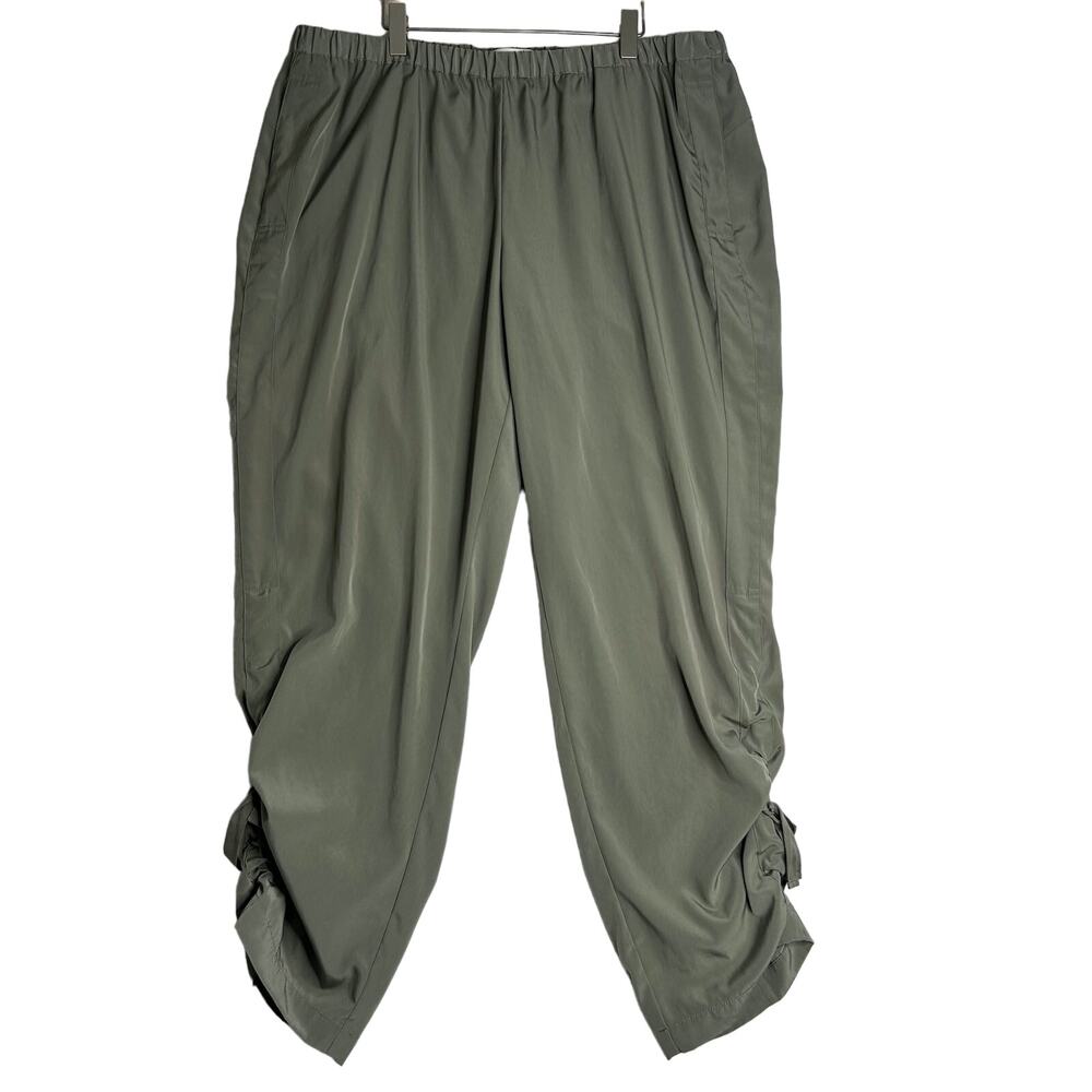 Chico's Cropped Pants Womens Size 2 Green Cinched Woven High Rise